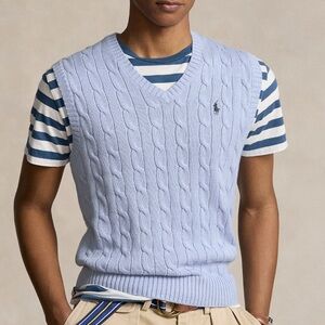 Polo by Ralph Lauren Boy's Cable-Knit Cotton Sweater Vest Sz 6